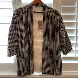 Po-em check swing jacket in tan and black (mini checkers) poem